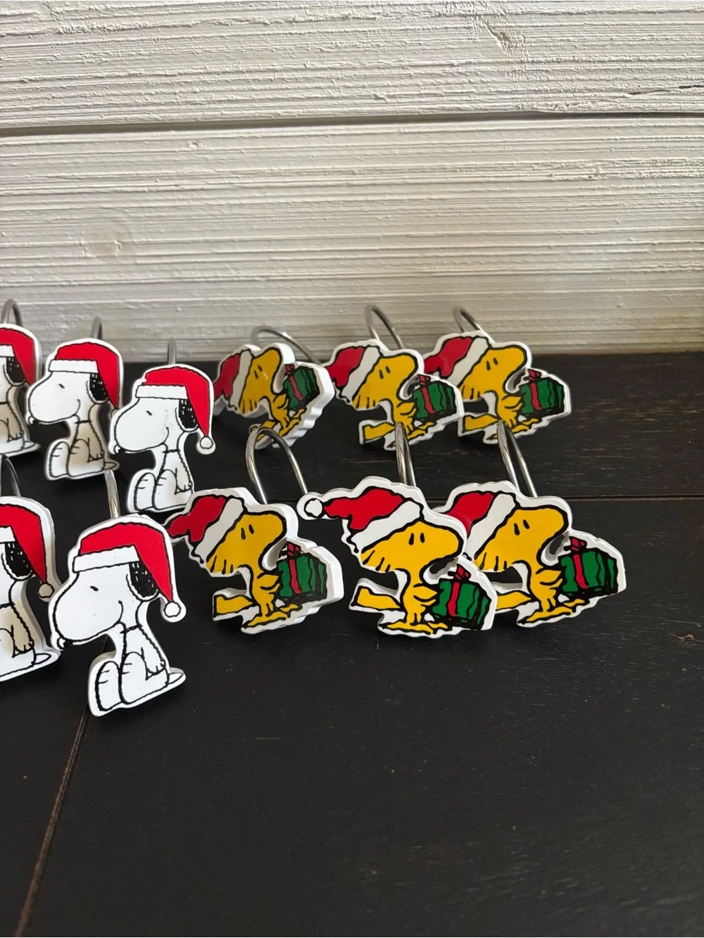 Peanuts Snoopy & Woodstock Christmas Holiday Shower Curtain Hooks Set Of 12